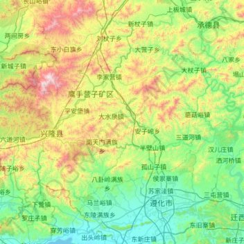 Mappa topografica 兴隆县, altitudine, rilievo
