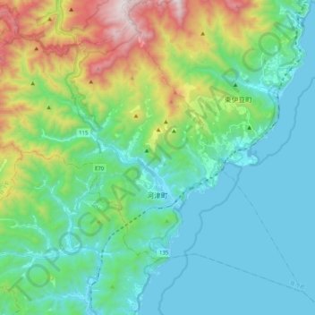 Mappa topografica Kawadu, altitudine, rilievo
