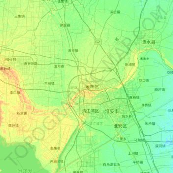 Mappa topografica 淮阴区, altitudine, rilievo