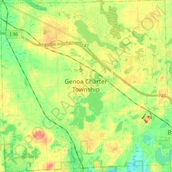 Mappa topografica Genoa Charter Township, altitudine, rilievo