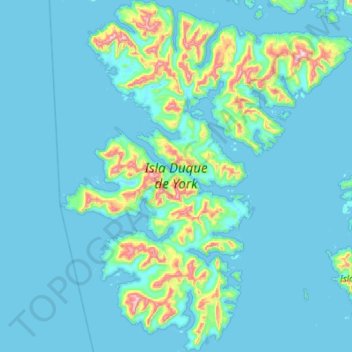 Mappa topografica Duke of York Island, altitudine, rilievo