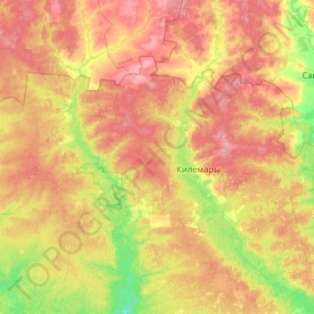 Mappa topografica городское поселение Килемары, altitudine, rilievo
