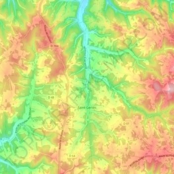 Mappa topografica Saint-Geniès, altitudine, rilievo
