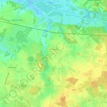 Mappa topografica Frelsdorf, altitudine, rilievo