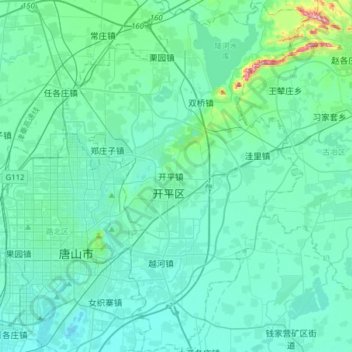 Mappa topografica 开平区, altitudine, rilievo