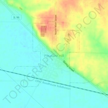 Mappa topografica Pleasant Hill, altitudine, rilievo