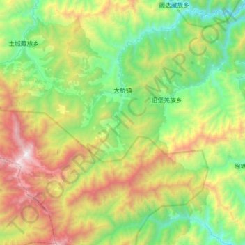 Mappa topografica 大桥镇, altitudine, rilievo