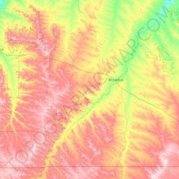 Mappa topografica Powder River County, altitudine, rilievo
