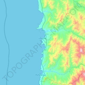 Mappa topografica Los Vilos, altitudine, rilievo