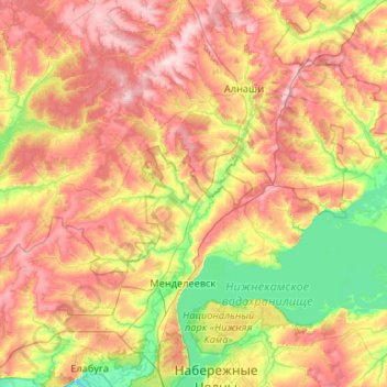 Mappa topografica Тойма, altitudine, rilievo