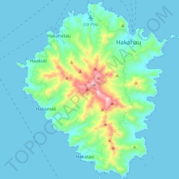 Mappa topografica Ua Pou, altitudine, rilievo