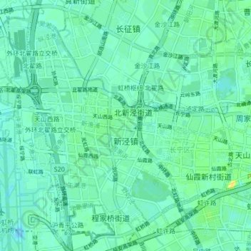 Mappa topografica 新泾镇, altitudine, rilievo