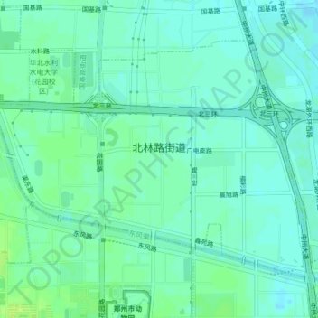 Mappa topografica 北林路街道, altitudine, rilievo