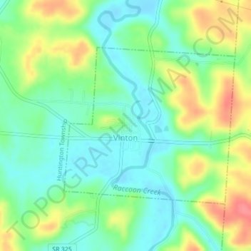 Mappa topografica Vinton, altitudine, rilievo