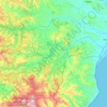 Mappa topografica Sinni, altitudine, rilievo