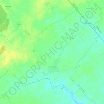 Mappa topografica Tourailles, altitudine, rilievo
