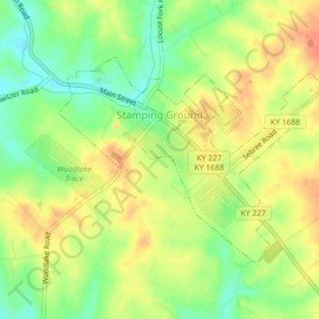 Mappa topografica Stamping Ground, altitudine, rilievo