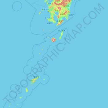 Mappa topografica 九州地方, altitudine, rilievo