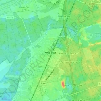 Mappa topografica Walldorf, altitudine, rilievo