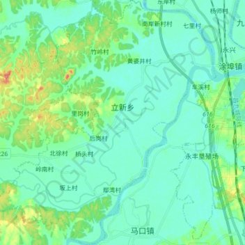 Mappa topografica 立新乡, altitudine, rilievo