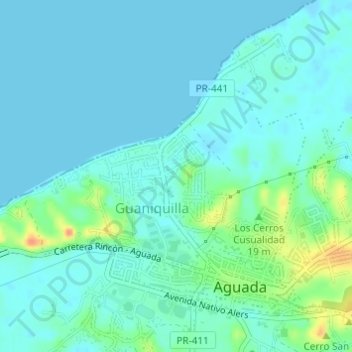 Mappa topografica Guaniquilla, altitudine, rilievo