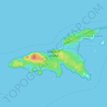 Mappa topografica Scatarie Island, altitudine, rilievo