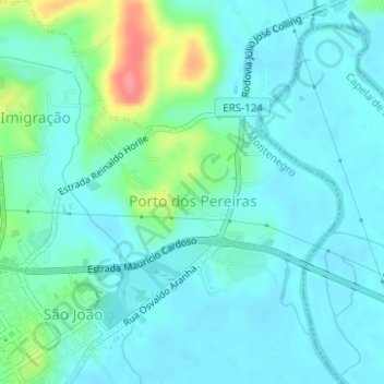 Mappa topografica Porto dos Pereiras, altitudine, rilievo