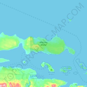 Mappa topografica Malcolm Island, altitudine, rilievo
