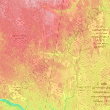 Mappa topografica Мшинское сельское поселение, altitudine, rilievo