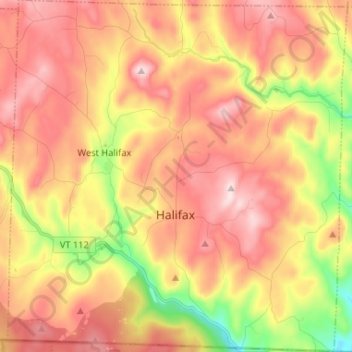 Mappa topografica Halifax, altitudine, rilievo