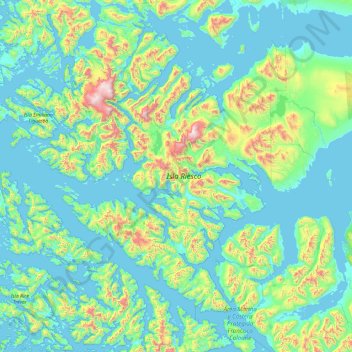 Mappa topografica Isla Riesco, altitudine, rilievo
