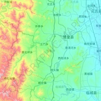 Mappa topografica 赞皇县, altitudine, rilievo