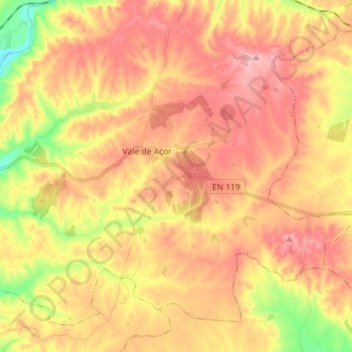 Mappa topografica Vale de Açor, altitudine, rilievo
