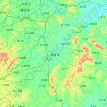 Mappa topografica 双峰县, altitudine, rilievo
