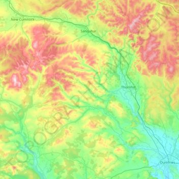 Mappa topografica River Nith, altitudine, rilievo