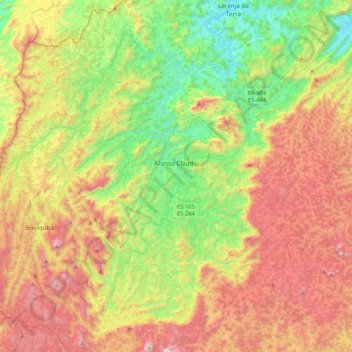 Mappa topografica Afonso Cláudio, altitudine, rilievo