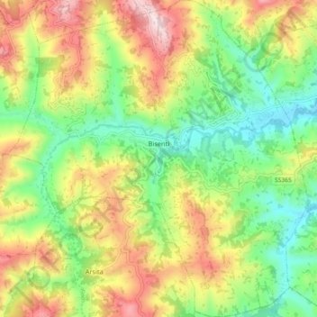 Mappa topografica Bisenti, altitudine, rilievo