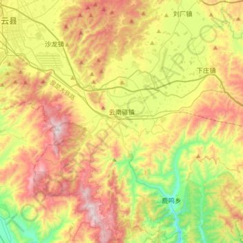 Mappa topografica 云南驿镇, altitudine, rilievo