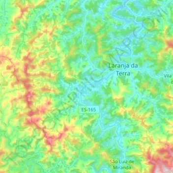 Mappa topografica Laranja da Terra, altitudine, rilievo