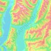 Mappa topografica Lake Hāwea, altitudine, rilievo