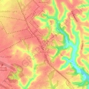 Mappa topografica Antares, altitudine, rilievo