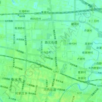 Mappa topografica 路北街道, altitudine, rilievo