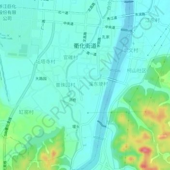 Mappa topografica 衢化街道, altitudine, rilievo