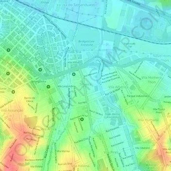 Mappa topografica Silveira, altitudine, rilievo