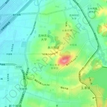 Mappa topografica 永兴街道, altitudine, rilievo