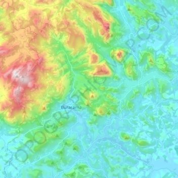 Mappa topografica Burarama, altitudine, rilievo