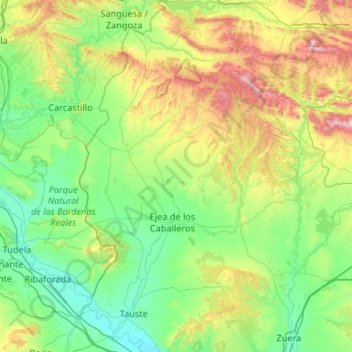Mappa topografica Cinco Villas, altitudine, rilievo