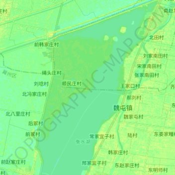 Mappa topografica 衡水湖, altitudine, rilievo