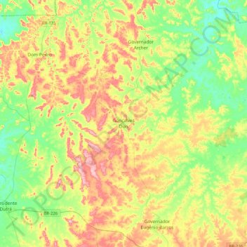 Mappa topografica Gonçalves Dias, altitudine, rilievo