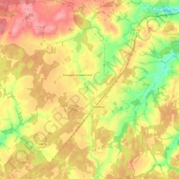 Mappa topografica Бавленское сельское поселение, altitudine, rilievo